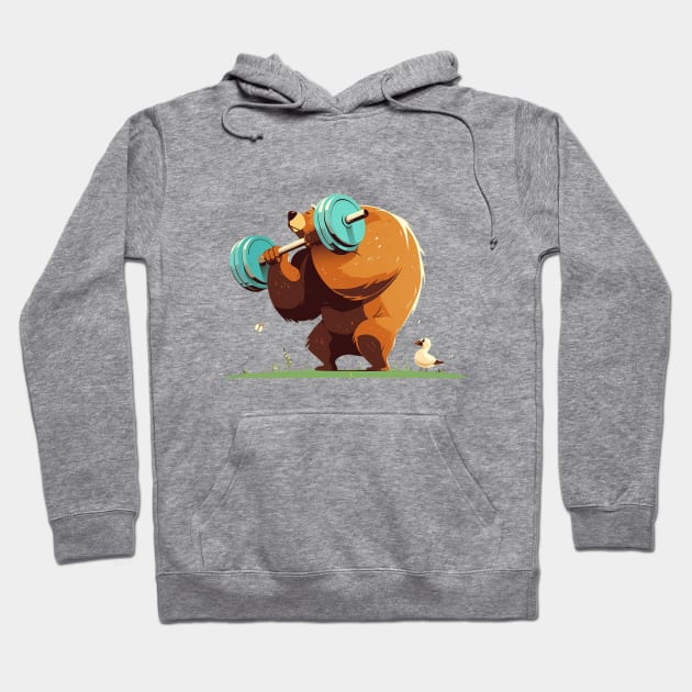 bear lifting weight Hoodie by StevenBag